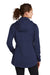 Sport-Tek LST980 Womens Wind & Water Resistant Full Zip Soft Shell Hooded Jacket True Navy Blue Model Back