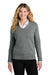 Port Authority LSW2850 Womens Easy Care V-Neck Long Sleeve Sweater Heather Medium Grey Model Front