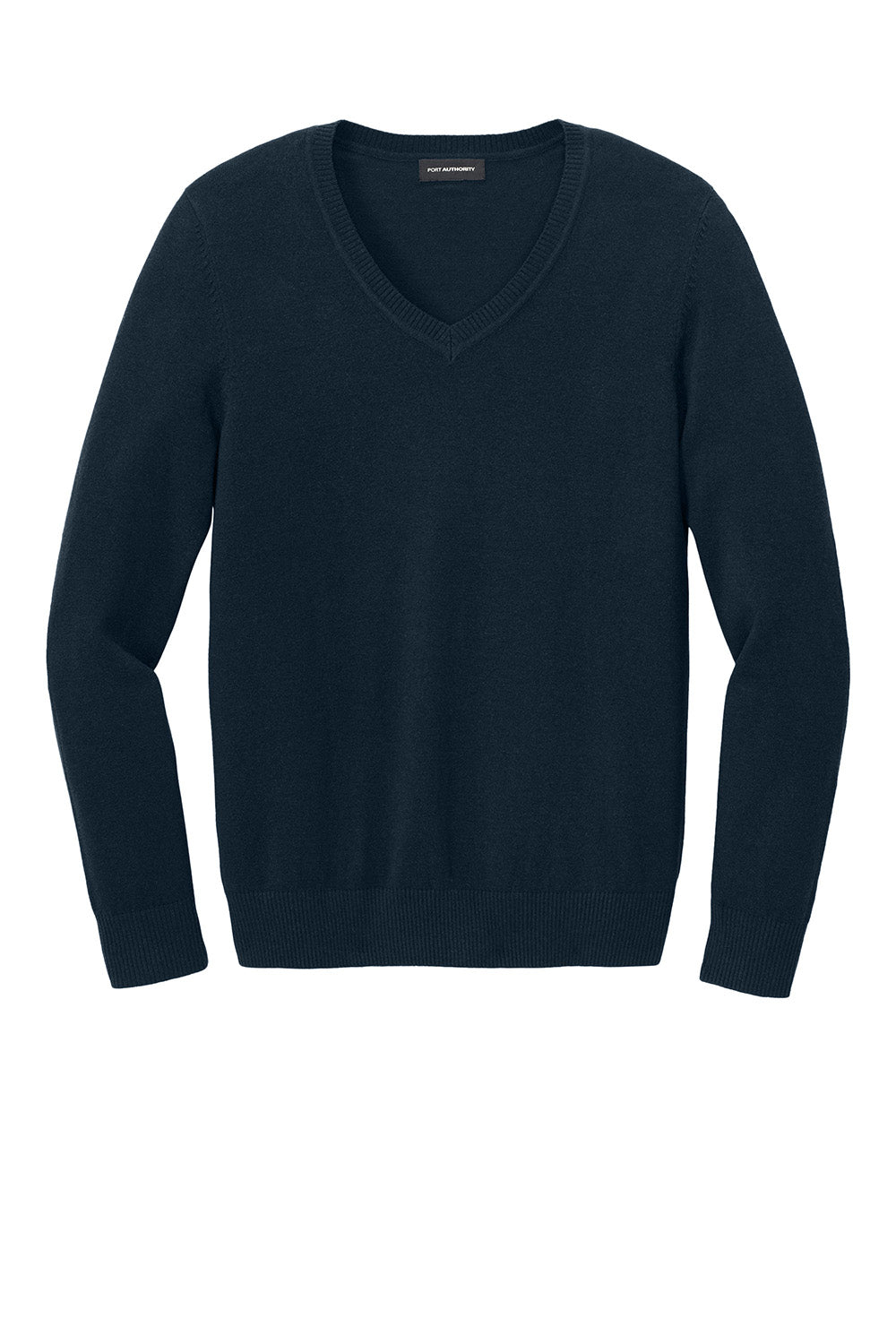 Port Authority LSW2850 Womens Easy Care V-Neck Long Sleeve Sweater River Navy Blue Flat Front