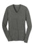 Port Authority LSW285 Womens Long Sleeve V-Neck Sweater Heather Charcoal Grey Flat Front