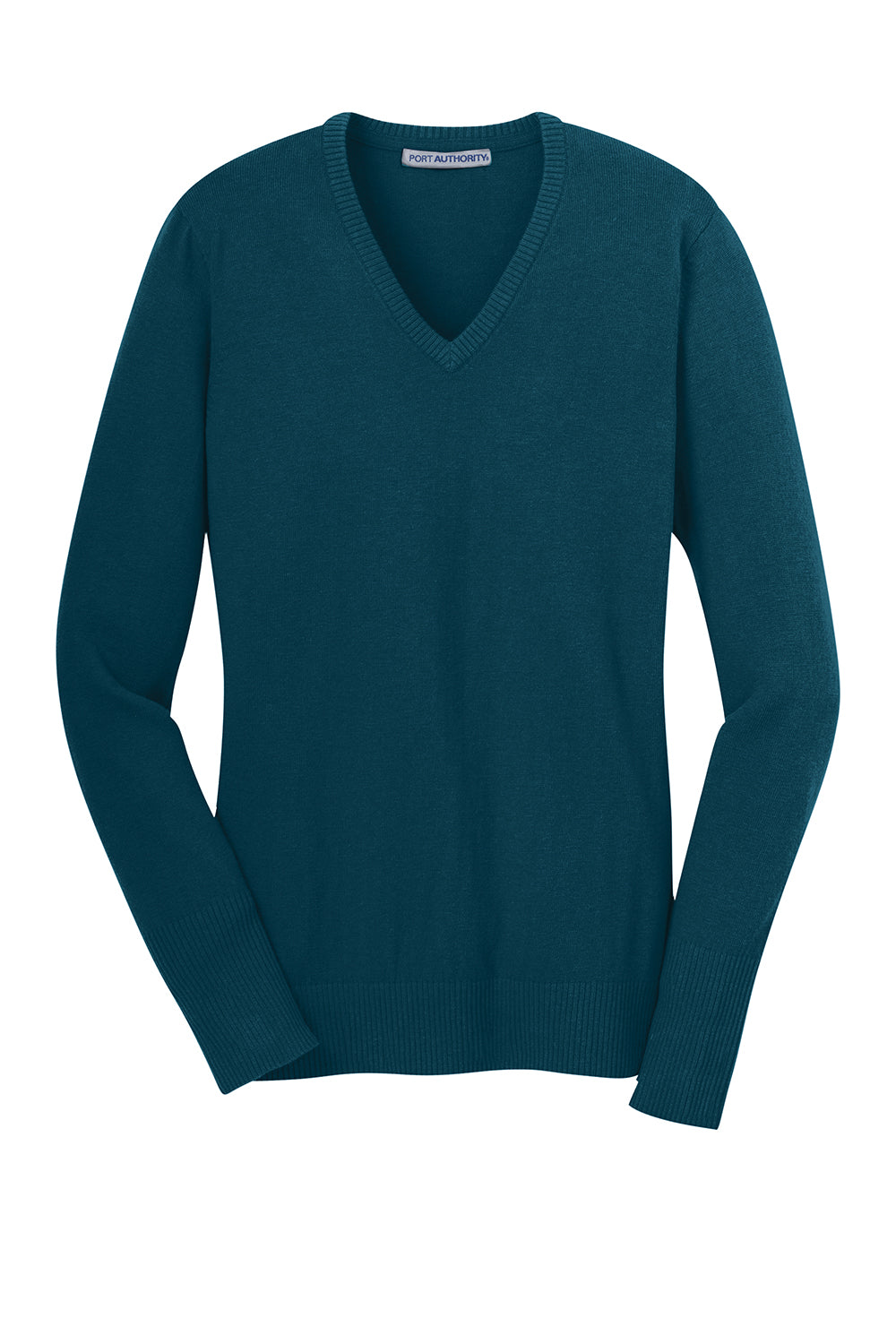 Port Authority LSW285 Womens Long Sleeve V-Neck Sweater Moroccan Blue Flat Front