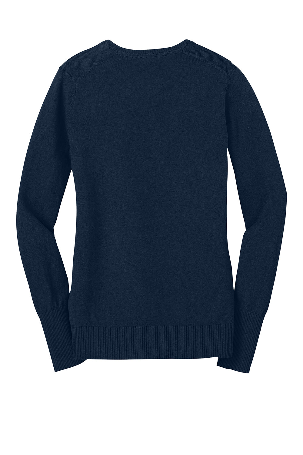 Port Authority LSW285 Womens Long Sleeve V-Neck Sweater Navy Blue Flat Back