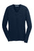 Port Authority LSW285 Womens Long Sleeve V-Neck Sweater Navy Blue Flat Front