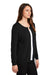 Port Authority LSW287 Womens Long Sleeve Cardigan Sweater Black Model 3q