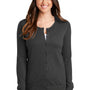 Port Authority Womens Long Sleeve Cardigan Sweater - Heather Charcoal Grey