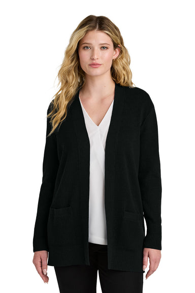 Port Authority LSW2890 Womens Easy Care Open Front Long Sleeve Cardigan Sweater Deep Black Model Front