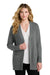 Port Authority LSW2890 Womens Easy Care Open Front Long Sleeve Cardigan Sweater Heather Medium Grey Model Front