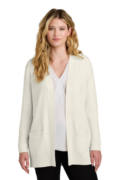 Port Authority LSW2890 Womens Easy Care Open Front Long Sleeve Cardigan Sweater Heather Oatmeal Model Front