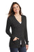 Port Authority LSW415 Womens Long Sleeve Cardigan Sweater Black Marl Model 3q