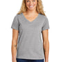 Volunteer Knitwear Womens USA Made Daily Short Sleeve V-Neck T-Shirt - Heather Grey