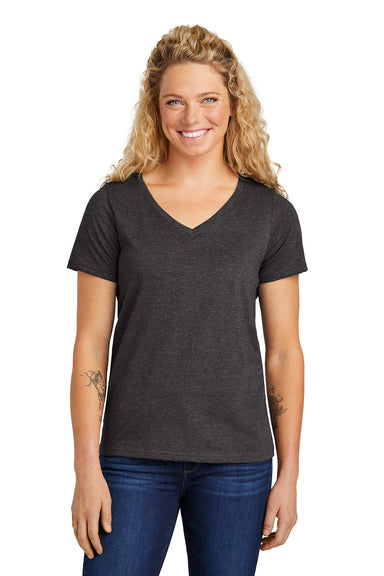 Volunteer Knitwear LVL45V Womens USA Made Daily Short Sleeve V-Neck T-Shirt Heather Dark Grey Model Front