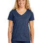 Volunteer Knitwear Womens USA Made Daily Short Sleeve V-Neck T-Shirt - Heather Navy Blue