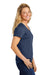 Volunteer Knitwear LVL45V Womens USA Made Daily Short Sleeve V-Neck T-Shirt Heather Navy Blue Model Side