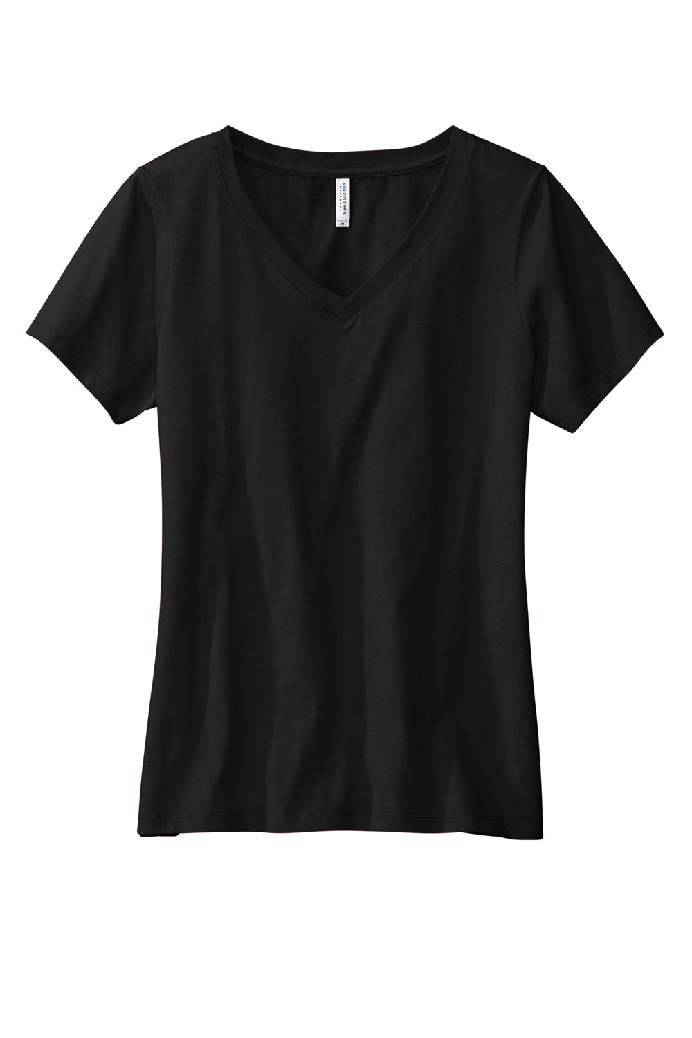 Volunteer Knitwear LVL45V Womens USA Made Daily Short Sleeve V-Neck T-Shirt Deep Black Flat Front