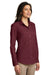 Port Authority LW100 Womens Carefree Stain Resistant Long Sleeve Button Down Shirt Burgundy Model 3q