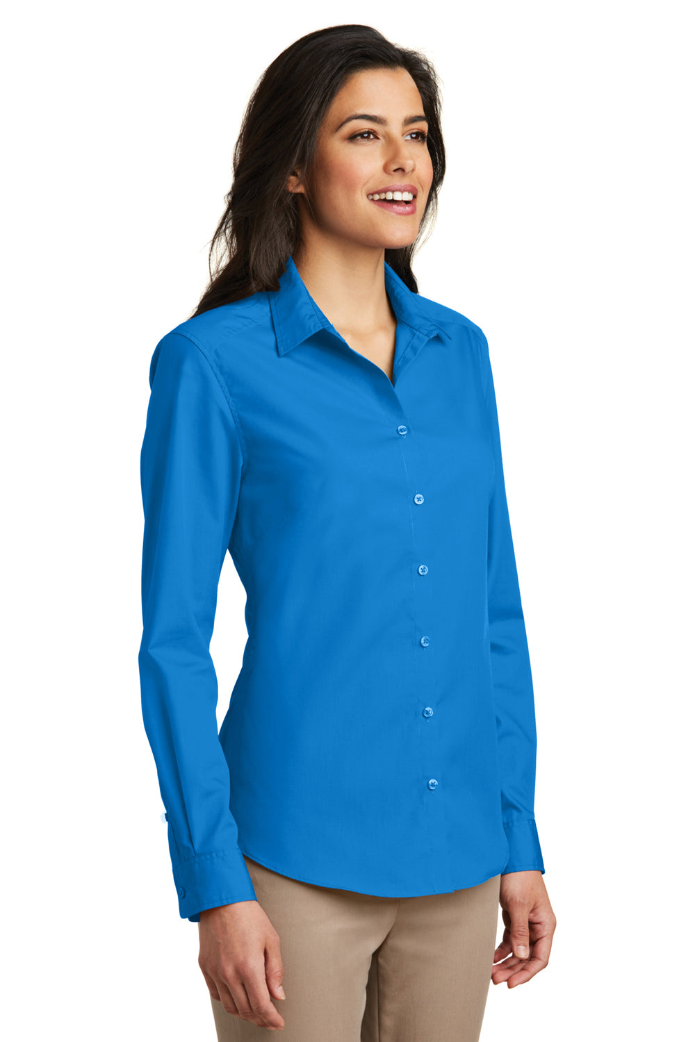 Port Authority LW100 Womens Carefree Stain Resistant Long Sleeve Button Down Shirt Coastal Blue Model 3q