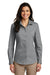 Port Authority LW100 Womens Carefree Stain Resistant Long Sleeve Button Down Shirt Gusty Grey Model Front