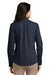 Port Authority LW100 Womens Carefree Stain Resistant Long Sleeve Button Down Shirt River Navy Blue Model Back