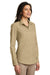 Port Authority LW100 Womens Carefree Stain Resistant Long Sleeve Button Down Shirt Wheat Model 3q