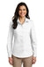 Port Authority LW100 Womens Carefree Stain Resistant Long Sleeve Button Down Shirt White Model Front