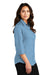 Port Authority LW102 Womens Carefree Stain Resistant 3/4 Sleeve Button Down Shirt Carolina Blue Model Side