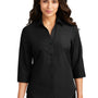 Port Authority Womens Carefree Stain Resistant 3/4 Sleeve Button Down Shirt - Deep Black