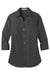 Port Authority LW102 Womens Carefree Stain Resistant 3/4 Sleeve Button Down Shirt Graphite Grey Flat Front