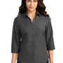 Port Authority Womens Carefree Stain Resistant 3/4 Sleeve Button Down Shirt - Graphite Grey