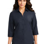 Port Authority Womens Carefree Stain Resistant 3/4 Sleeve Button Down Shirt - River Navy Blue