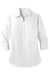 Port Authority LW102 Womens Carefree Stain Resistant 3/4 Sleeve Button Down Shirt White Flat Front