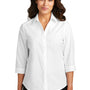 Port Authority Womens Carefree Stain Resistant 3/4 Sleeve Button Down Shirt - White