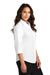 Port Authority LW102 Womens Carefree Stain Resistant 3/4 Sleeve Button Down Shirt White Model Side