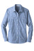 Port Authority LW380 Womens Slub Chambray Long Sleeve Button Down Shirt w/ Double Pockets Light Blue Flat Front