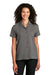 Port Authority LW400 Womens Performance Moisture Wicking Short Sleeve Button Down Camp Shirt Graphite Grey Model Front