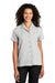 Port Authority LW400 Womens Performance Moisture Wicking Short Sleeve Button Down Camp Shirt Silver Grey Model Front