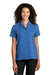 Port Authority LW400 Womens Performance Moisture Wicking Short Sleeve Button Down Camp Shirt True Blue Model Front