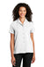 Port Authority LW400 Womens Performance Moisture Wicking Short Sleeve Button Down Camp Shirt White Model Front