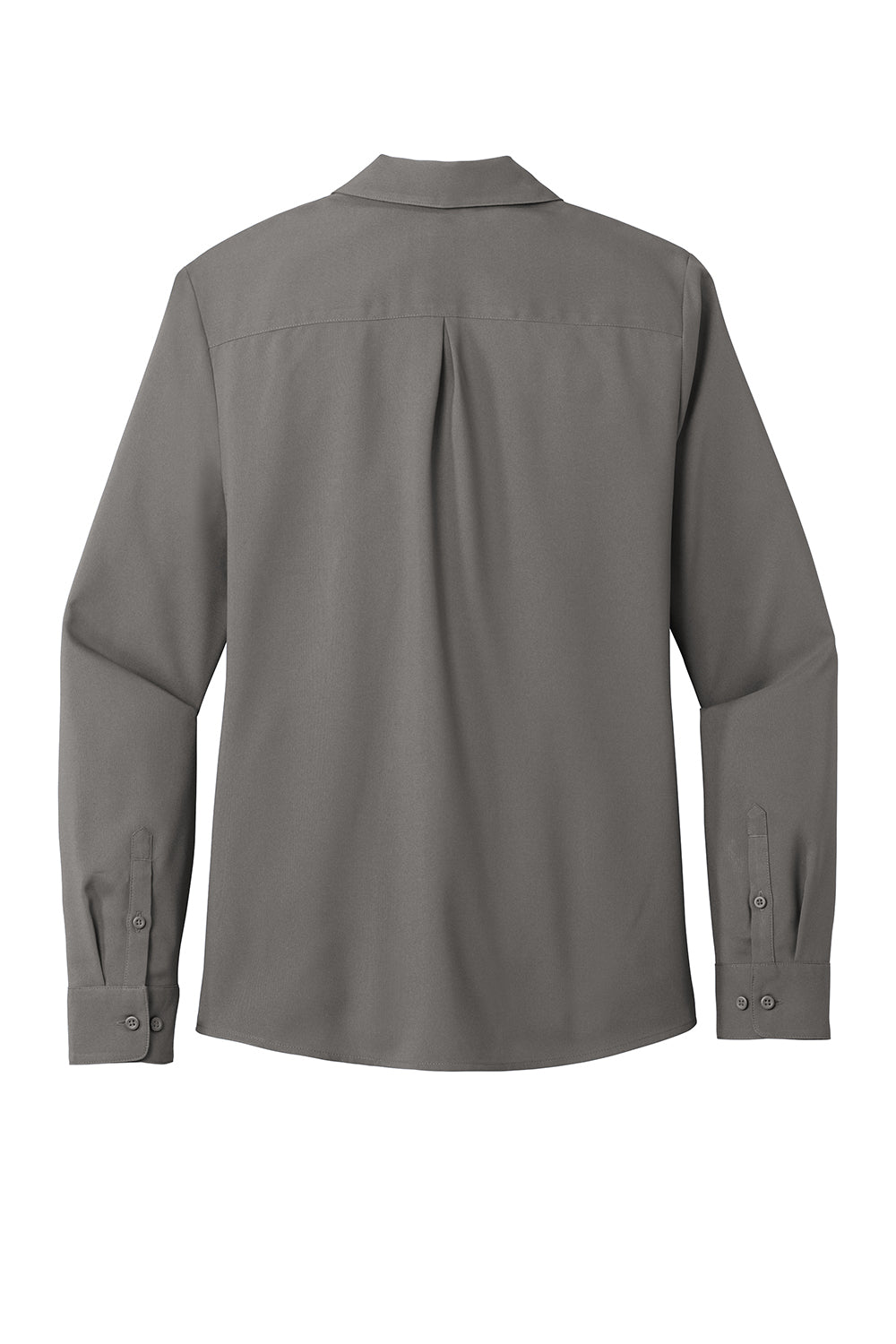 Port Authority LW401 Womens Performance Moisture Wicking Long Sleeve Button Down Shirt Graphite Grey Flat Back