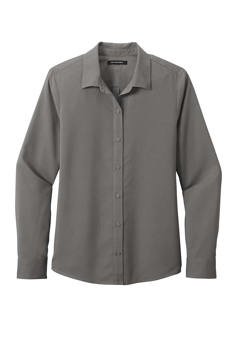 Port Authority LW401 Womens Performance Moisture Wicking Long Sleeve Button Down Shirt Graphite Grey Flat Front