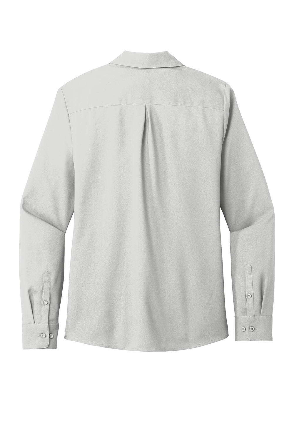 Port Authority LW401 Womens Performance Moisture Wicking Long Sleeve Button Down Shirt Silver Grey Flat Back