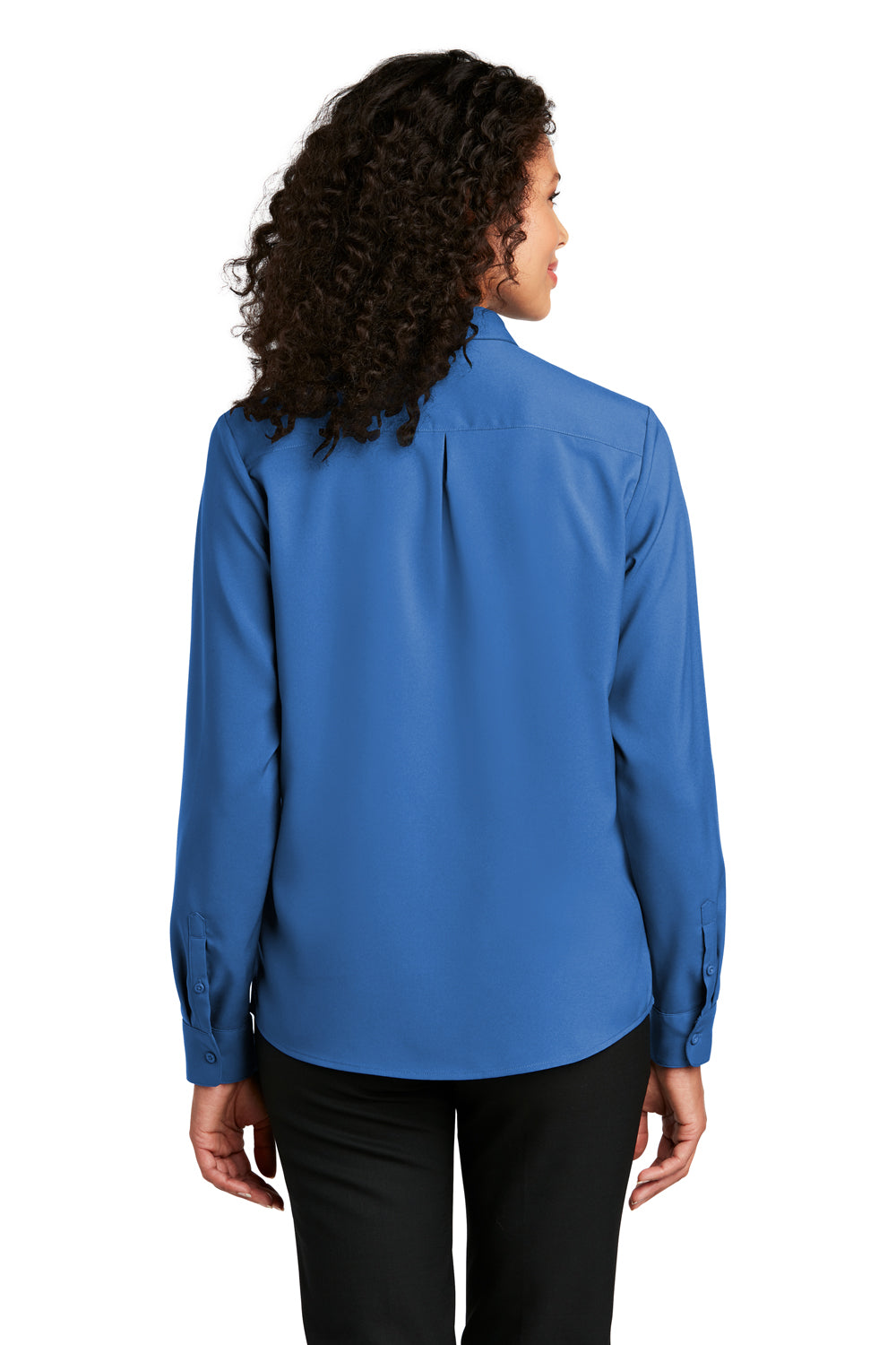 Port Authority LW401 Womens Performance Moisture Wicking Long Sleeve Button Down Shirt True Blue Model Back