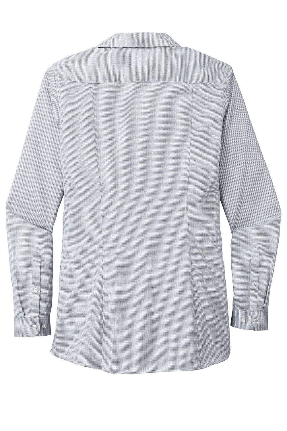 Port Authority LW645 Womens Pincheck Wrinkle Resistant Long Sleeve Button Down Shirt Gusty Grey/White Flat Back