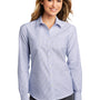 Port Authority Womens SuperPro Wrinkle Resistant Long Sleeve Button Down Shirt - Oxford Blue/White - Closeout