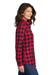 Port Authority LW668 Womens Flannel Long Sleeve Button Down Shirt Red/Black Buffalo Model Side