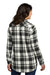 Port Authority LW668 Womens Flannel Long Sleeve Button Down Shirt Snow White/Black Model Back