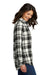 Port Authority LW668 Womens Flannel Long Sleeve Button Down Shirt Snow White/Black Model Side