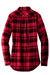 Port Authority LW668 Womens Flannel Long Sleeve Button Down Shirt Engine Red/Black Flat Back