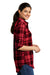 Port Authority LW668 Womens Flannel Long Sleeve Button Down Shirt Engine Red/Black Model Side