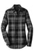 Port Authority LW668 Womens Flannel Long Sleeve Button Down Shirt Grey/Black Flat Front