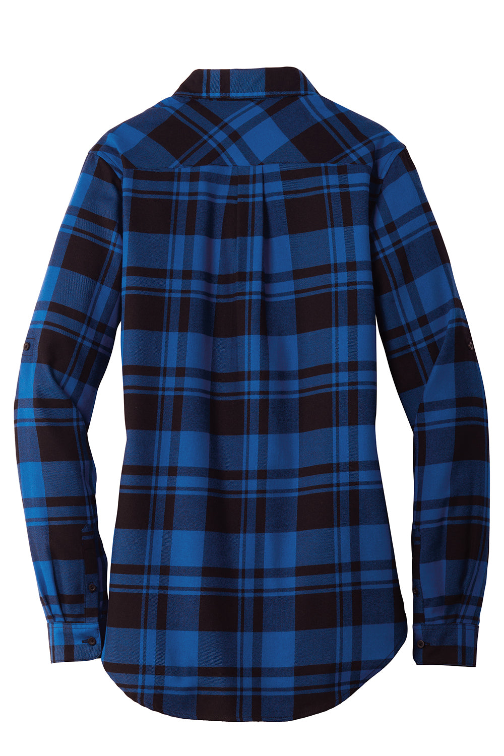 Port Authority LW668 Womens Flannel Long Sleeve Button Down Shirt Royal Blue/Black Flat Back